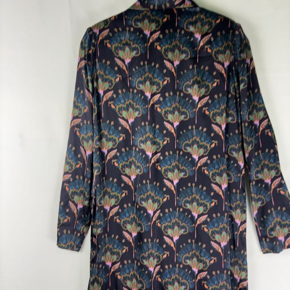 Longline Silk Coat - Navy and Pink - Picture 7 of 7